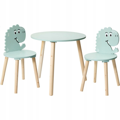 Set tavoline me 2 karrike Home Styling Collection, dru MDF, me dinosaur, me ngjyra