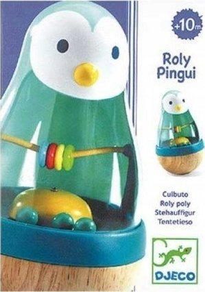 Lodër pingvin që lëkundet Roly, me rruaza dhe unaza, me shumë ngjyra