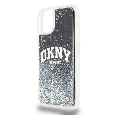 Kapak telefoni DKNY Liquid Glitter Arch Logo për iPhone 11, plastik, i zi