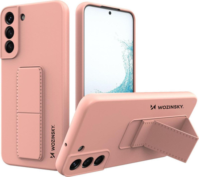 Maskë silikoni Wozinsky Kickstand Case për Samsung Galaxy S22+, me këmbë mbajtëse, rozë