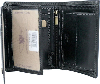Portofol për burra Peterson, lëkurë natyrale, RFID Blocking, i zi