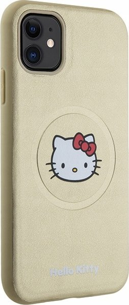 Футрола за телефон Hello Kitty Leather Kitty Head MagSafe, за iPhone 11 Xr, златна
