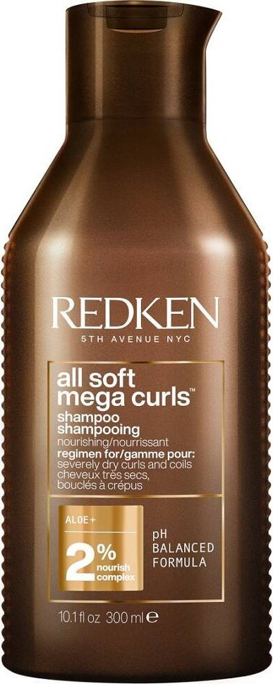 Shampo për flokë kaçurrela Redken All Soft Mega Curl, 300 ml, pa sulfate, e tejdukshme