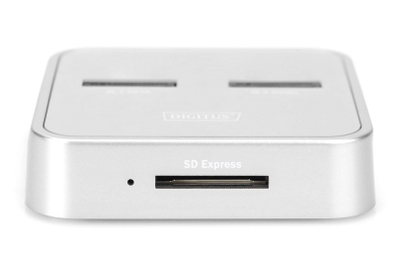 Docking station për SSD Digitus DA-71110, M.2 NVMe dhe M.2 SATA, lexues karte SD Express, USB C, argjendtë