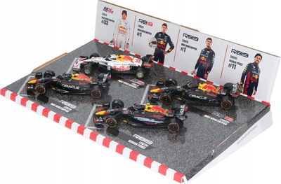 Set modelesh makine BBurago Red Bull Racing 38092V, 4 makina F1 Verstappen, shkallë 1:43, 12 cm