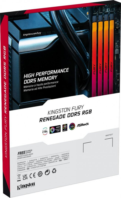 Memorie Kingston Fury Renegade RGB, DDR5, 16 GB, 6800 MHz, CL36, KF568C36RSA-16