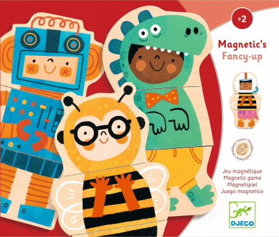 Магнетна игра Djeco Magnetic Game Dressed-Up Animals, магнетни дрвени делови, за деца 2+ години, шарена