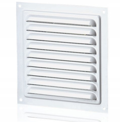 Grilë ventilimi metalike Vents WM 150, 150x150 mm, me rrjetë insektesh, e bardhë