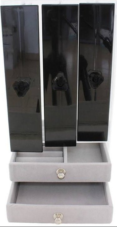 Organizues bizhuterish AG119F, 5 sirtarë, akrilik transparent, i zi