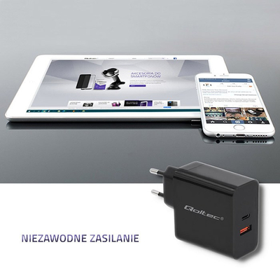 Ngarkues rryme Qoltec 51716, USB A USB C, 63W, i zi