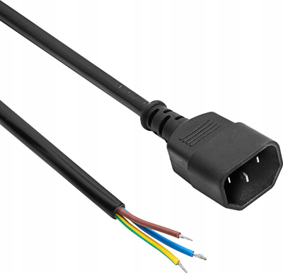 Kabllo rryme Akyga AK-OT-07A, 1.5 m, C14 me tela të zhveshur, e zezë