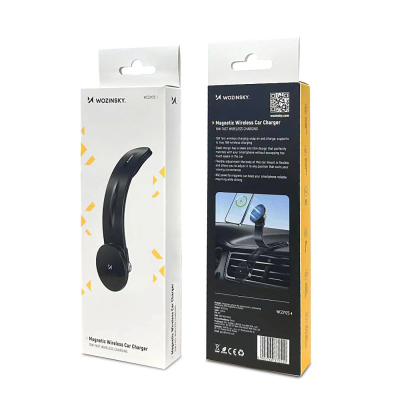 Mbajtëse magnetike për makinë Wozinsky WCZ2Y2S, karikues wireless MagSafe 15W, me adapter makine, e zezë