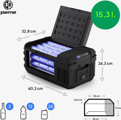Frigorifer turistik Peme Quest 15 Dark Sky, 15.3L, kompresor 12/24V, gri e errët