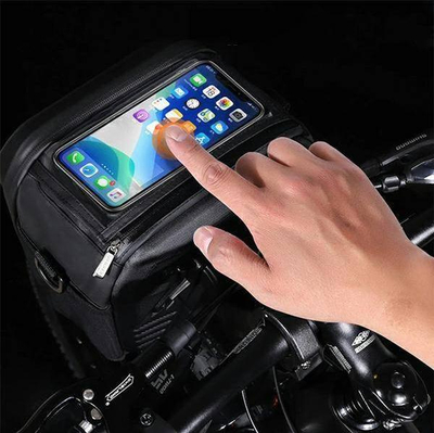 Çantë kornize biçiklete WildMan GS9, 3L, ekran transparent për smartphone, e zezë