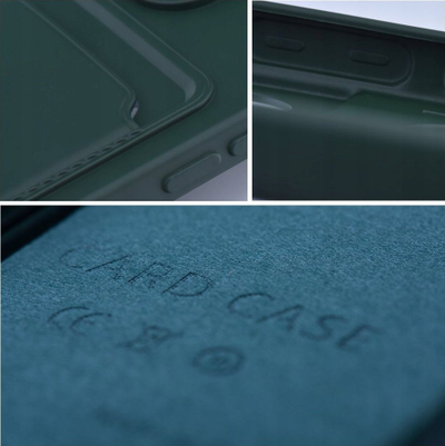 Mbrojtëse telefoni Forcell Card Case për Samsung Galaxy A05, silikoni, me xhep karte, jeshile e errët