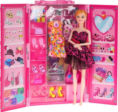 Set lodër Beauty Dream Wardrobe DSJ88-2, kukull me gardërobë, aksesorë mode, rozë
