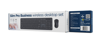 Set tastierë dhe mi Gembird Slim Pro Business KBS-WPS-01, wireless 2.4 GHz, layout US, i zi