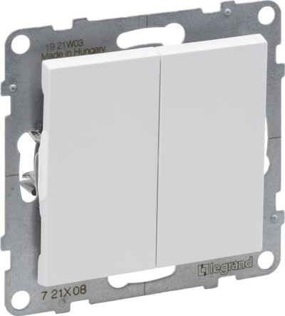 Çelës shkalle i dyfishtë Legrand SUNO 721108, 10AX 250V, i bardhë