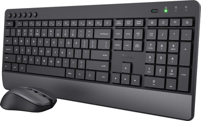 Set tastierë dhe maus Trust Trezo Eco 24529, wireless, me butona të qetë, i zi