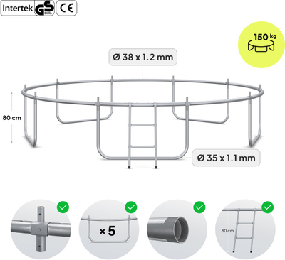 Trampolinë kopshti Zipro Jump Pro, rrjetë e brendshme, 374 cm, jeshile e zezë