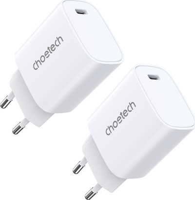 Karikues muri Choetech Q5004, set 2 copë, 20W PD, i bardhë
