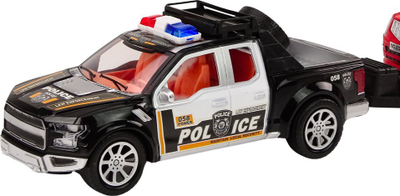 Set lodrash policie Lean Toys, pikap me rimorkio, makinë off-road, shumëngjyrëshe