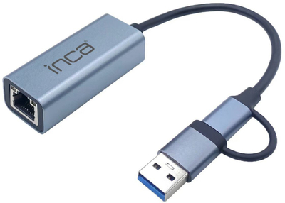 Адаптер за мрежа Inca IUTP-01TX, USB 3.0 и Type C, RJ45 1x, сина