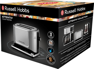 Тостер Russell Hobbs Attentiv 26210-56, 2 парчиња, не'рѓосувачки челик, сив