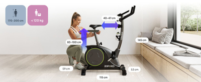 Biçikletë statike magnetike Zipro Nitro, 8 nivele rezistence, kompjuter LCD, e zezë