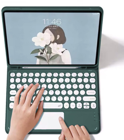 Këllëf me tastierë Bluetooth për iPad Pro 13 Gen 5, me touchpad, jeshile