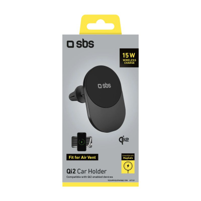 Mbajtëse makine SBS Qi2 TESUPPVENTWIRQI215W, karikim wireless 15 W, magnetike, e zezë