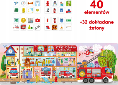 Puzzle edukativ Czuczu How the Fire Department Works, 40 copa, 3+, shumëngjyrësh