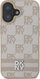 Навлака за телефон DKNY PU Leather, за iPhone 16, кариран модел со линии, розова