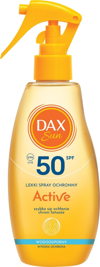 Krem dielli sprej Dax Sun Active Plus, SPF 50, 200ml, transparent