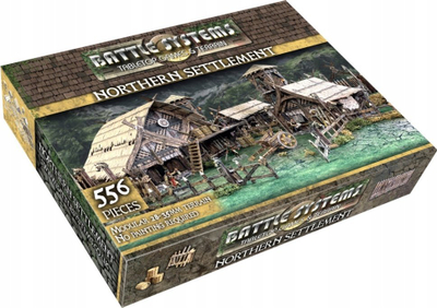 Set terreni Battle Systems Northern Settlement Core Set, për miniatura 28–35mm, RPG edhe wargame, me shumë ngjyra