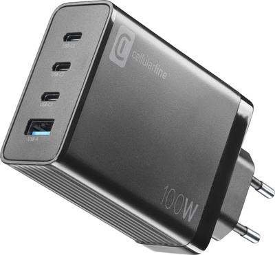 Karikues muri Cellularline Multipower Nano 100W, 3x USB C 1x USB A, GaN, i zi