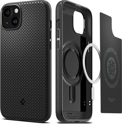 Mbrojtëse telefoni Spigen Mag Armor për iPhone 15 6.1", MagSafe, TPU, e zezë mat