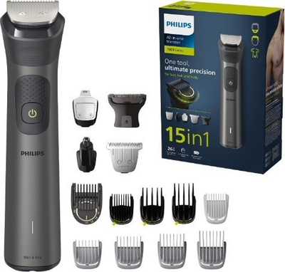 Trimmer multifunksional Philips Series 7000, 15 në 1, 26 shkallë gjatësie 0.5–20 mm, i zi