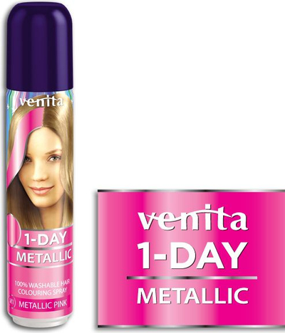 Sprej ngjyrues për flokë Venita 1 Day Color Spray, njëditor, metalik rozë, 50ml