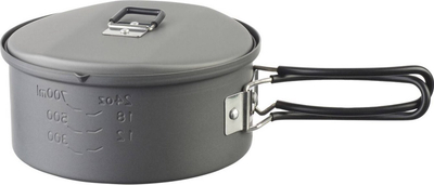 Tenxhere kampingu Esbit Pot 1.1L, alumin i anodizuar, me kapak, gri