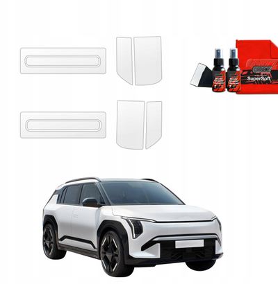 Folie mbrojtëse 4 në 1 GrizzProtector Kia EV3 GT Line, tastierë doreze dhe prag bagazhi, modele 2025 2026, transparente