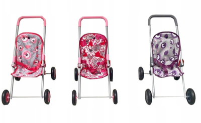 Karrocë lodër për kukulla Wakart Doll Stroller Kasia, metalike, me rrota plastike, shumëngjyrëshe