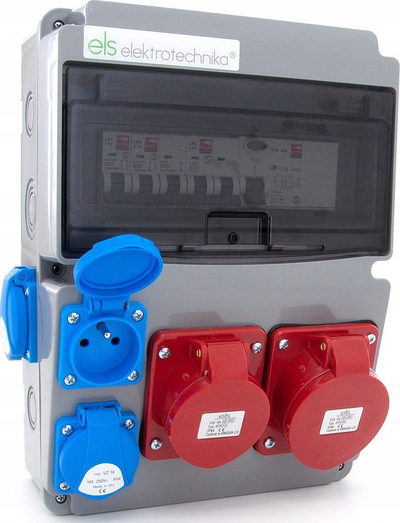 Qendër shpërndarjeje ndërtimi ELS Elektrotechnika 11NO42C11C1F, 32A 5P me RCD, 4x230V 16A, gri