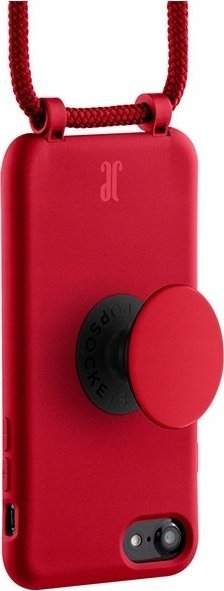Mbrojtëse telefoni Just Elegance PopGrip për iPhone 7 8 SE 2020 2022, me rrip qafe, TPU, e kuqe