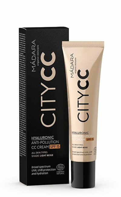 Krem pudër CC Mádara Hyaluronic Anti-Pollution, SPF 15 Light Citycc, 40 ml