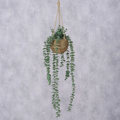 Bimë artificiale dekorative Boltze Home, eukalipt në vazo, 78cm, jeshile