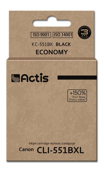 Ngjyrë për printer Actis KC-551Bk (zëvendësim për Canon CLI-551Bk), 12 ml, e zezë