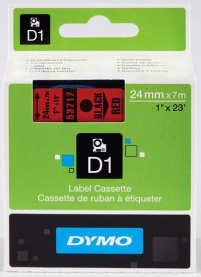 Shirit ngjitës Dymo Label D1 24mmx7m(S0720970), i zi / kuq