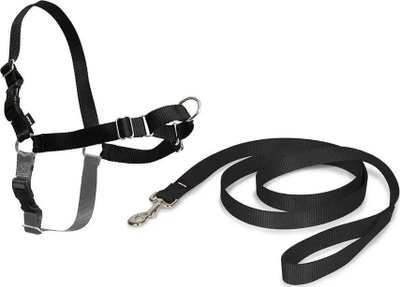 Set shëtitje PetSafe Easy Walk, parzmore XL me litar 1.8 m, kundër tërheqjes, e zezë