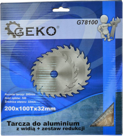 Кружен нож Геко Carbide Tipped 200mm, 100 заби, дупка 32mm, со сет редуктори